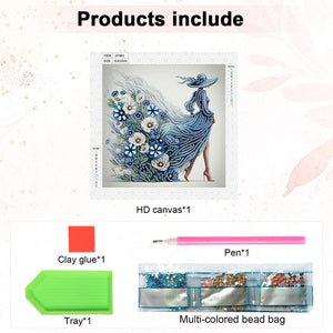 Woman With A Beautiful Skirt 30*30CM(Canvas) Partial Special Shaped Drill Diamond Painting
