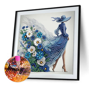 Woman With A Beautiful Skirt 30*30CM(Canvas) Partial Special Shaped Drill Diamond Painting