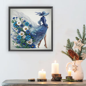 Woman With A Beautiful Skirt 30*30CM(Canvas) Partial Special Shaped Drill Diamond Painting