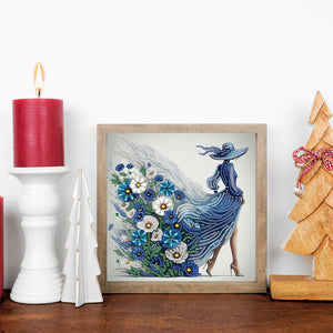 Woman With A Beautiful Skirt 30*30CM(Canvas) Partial Special Shaped Drill Diamond Painting