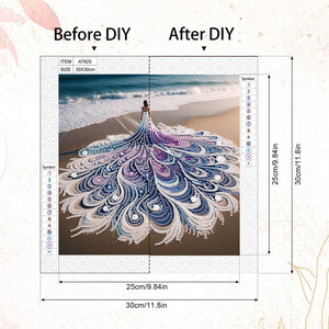 Woman With A Beautiful Skirt 30*30CM(Canvas) Partial Special Shaped Drill Diamond Painting