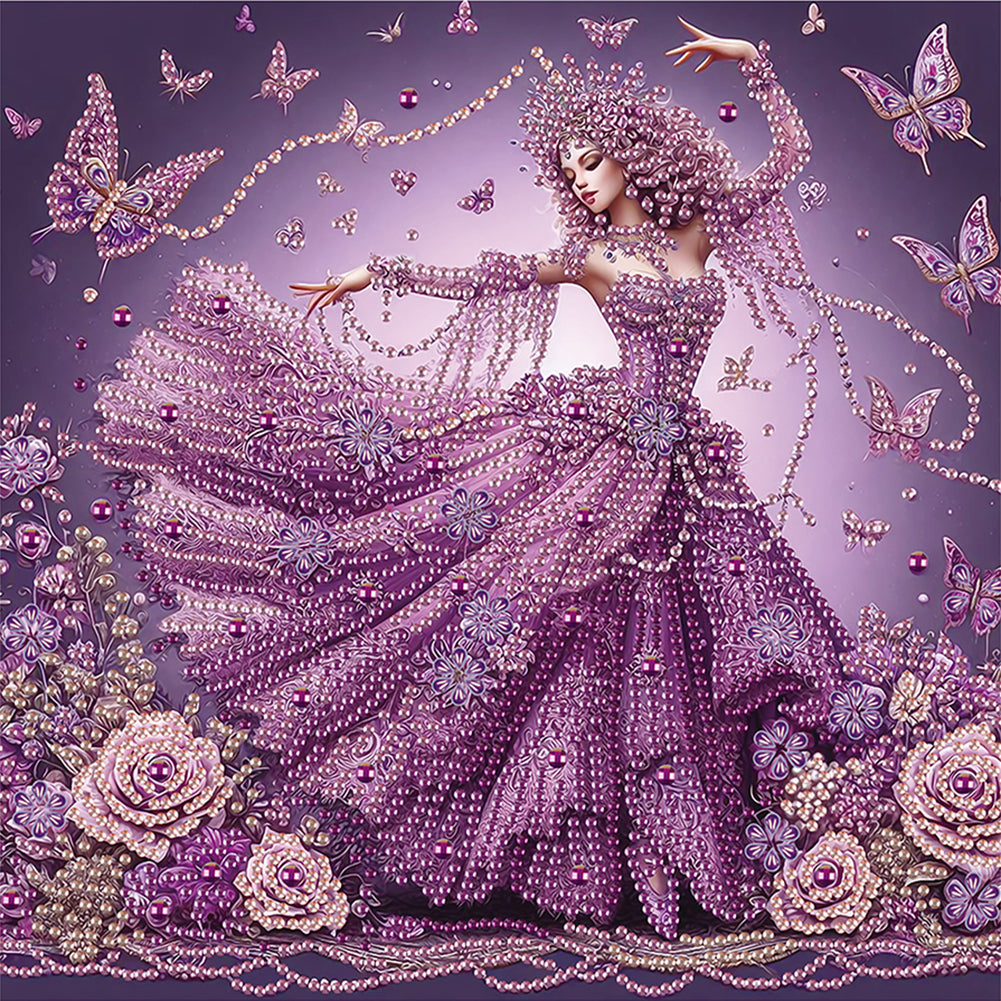 Woman With A Beautiful Skirt 30*30CM(Canvas) Partial Special Shaped Drill Diamond Painting