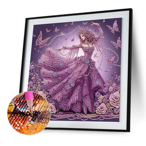 Woman With A Beautiful Skirt 30*30CM(Canvas) Partial Special Shaped Drill Diamond Painting