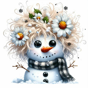 Winter Snowman 30*30CM(Canvas) Full Round Drill Diamond Painting