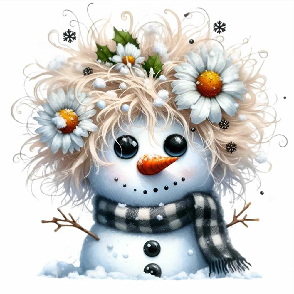 Winter Snowman 30*30CM(Canvas) Full Round Drill Diamond Painting