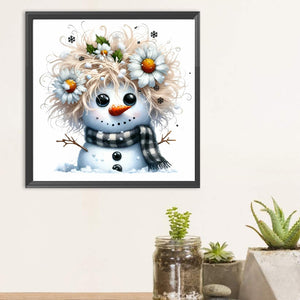 Winter Snowman 30*30CM(Canvas) Full Round Drill Diamond Painting