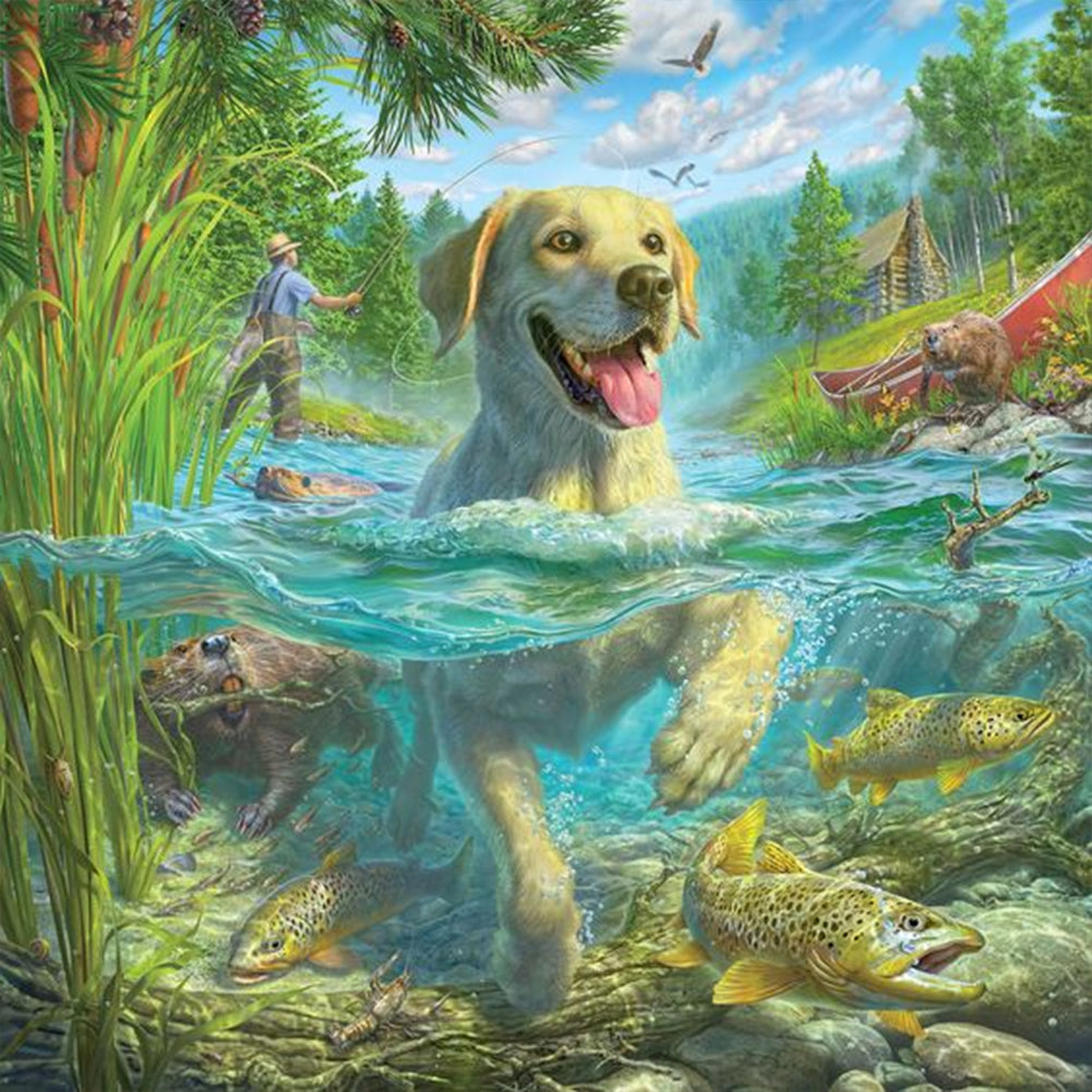 Puppy 40*40CM(Canvas) Full Round Drill Diamond Painting