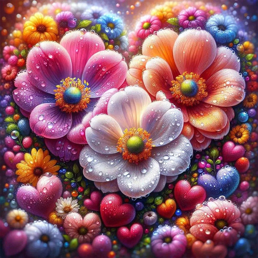 Flower 40*40CM(Canvas) Full Round Drill Diamond Painting