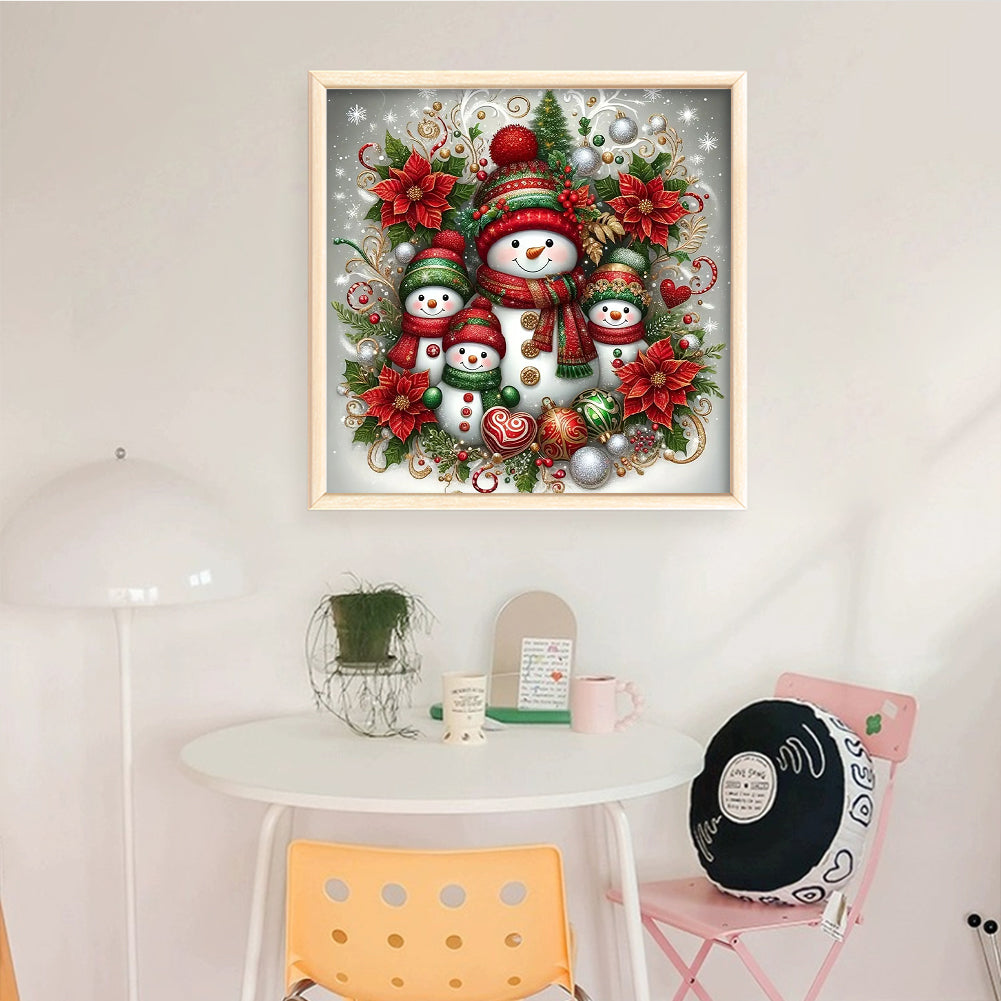 Christmas Snowman - Full 18CT Counted Cross Stitch 45x45CM - Huacan