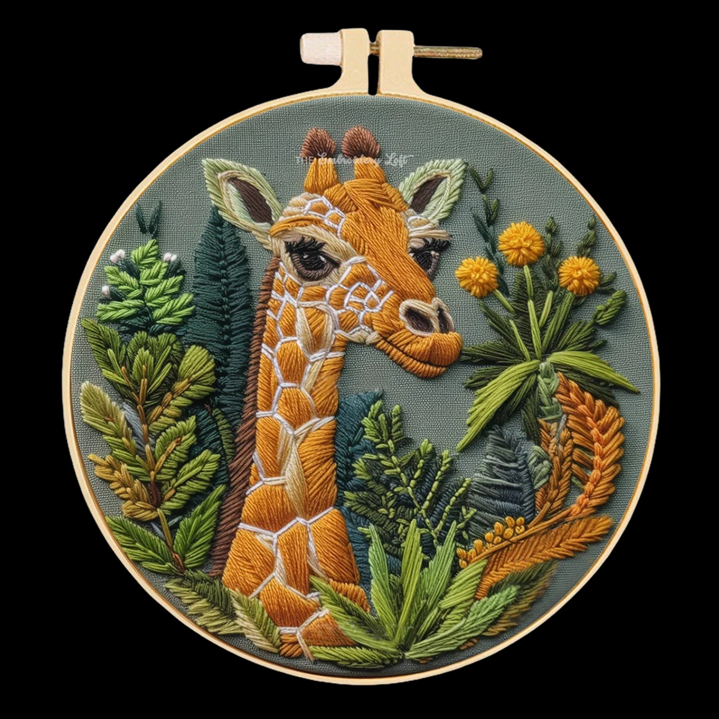 Giraffe - DIY Embroidery Cross Stitch Kit with Pattern Cotton Threads Needles Hoop 30x30CM/11.81x11.81in
