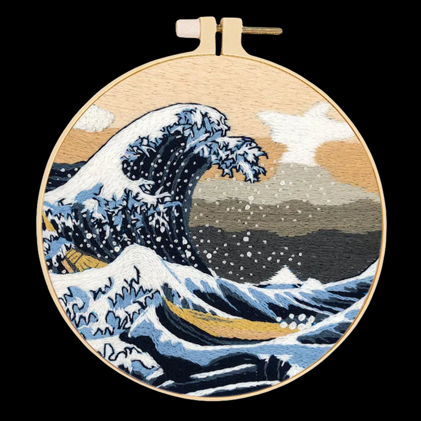 Ocean Waves - DIY Embroidery Cross Stitch Kit with Pattern Cotton Threads Needles Hoop 30x30CM/11.81x11.81in