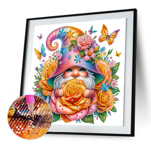 Gnome Flower 30*30CM(Canvas) Partial Special Shaped Drill Diamond Painting