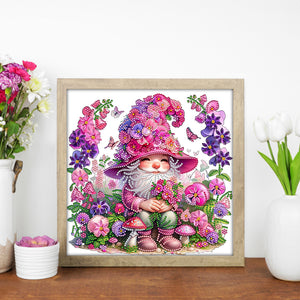 Flower And Gnome 30*30CM(Canvas) Partial Special Shaped Drill Diamond Painting