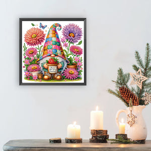 Flower And Gnome 30*30CM(Canvas) Partial Special Shaped Drill Diamond Painting