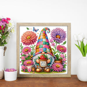 Flower And Gnome 30*30CM(Canvas) Partial Special Shaped Drill Diamond Painting