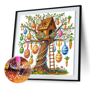 Tree House And Egg 30*30CM(Canvas) Partial Special Shaped Drill Diamond Painting