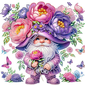 Peony And Gnome 30*30CM(Canvas) Partial Special Shaped Drill Diamond Painting