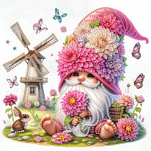 Windmill And Gnome 30*30CM(Canvas) Partial Special Shaped Drill Diamond Painting