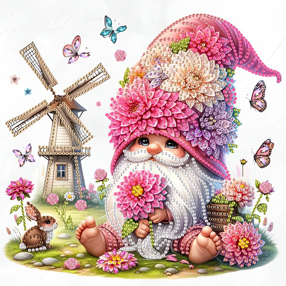 Windmill And Gnome 30*30CM(Canvas) Partial Special Shaped Drill Diamond Painting