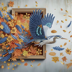 Crane Escaping From The Frame 30*30CM(Canvas) Partial Special Shaped Drill Diamond Painting