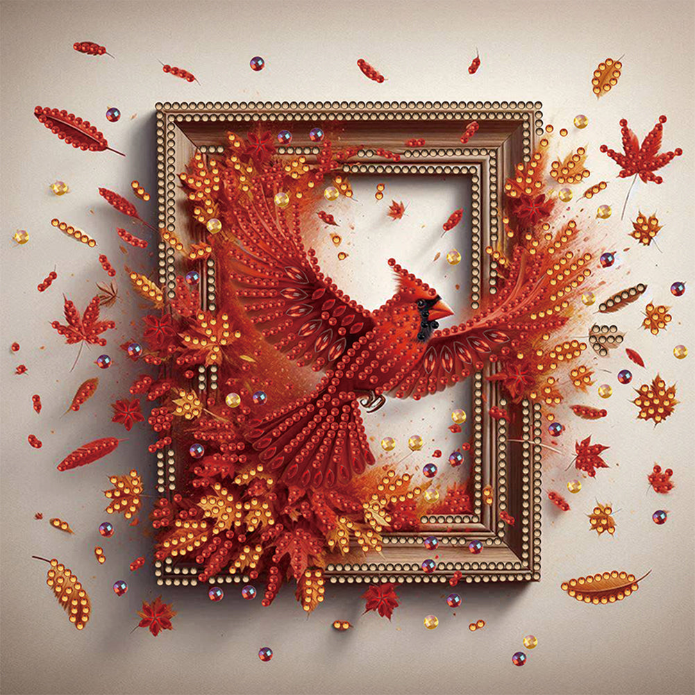 Cardinal Escaping From The Frame 30*30CM(Canvas) Partial Special Shaped Drill Diamond Painting