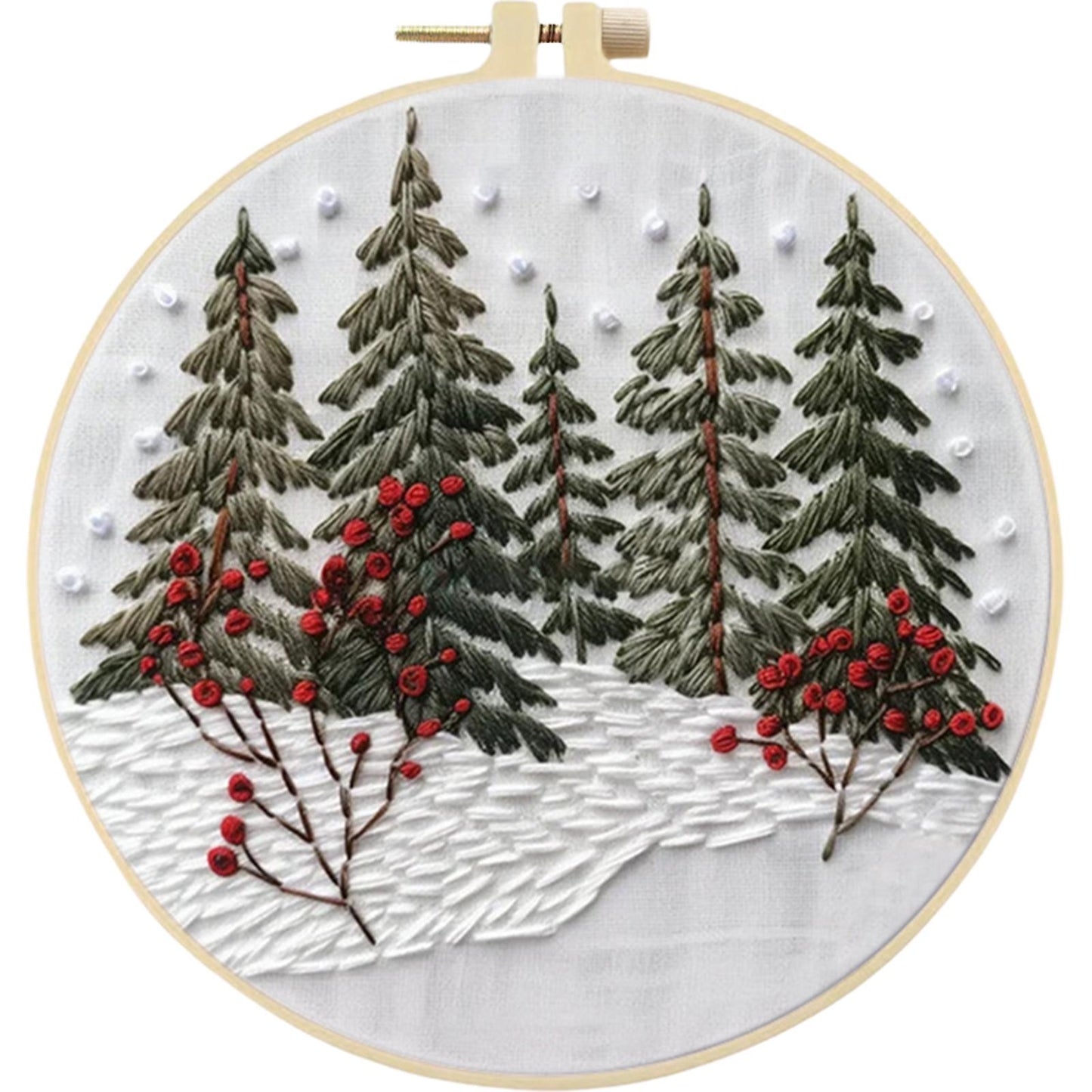 Mystical Forest - DIY Embroidery Cross Stitch Kit with Pattern Cotton Threads Needles Hoop 25x25CM/9.84x9.84in