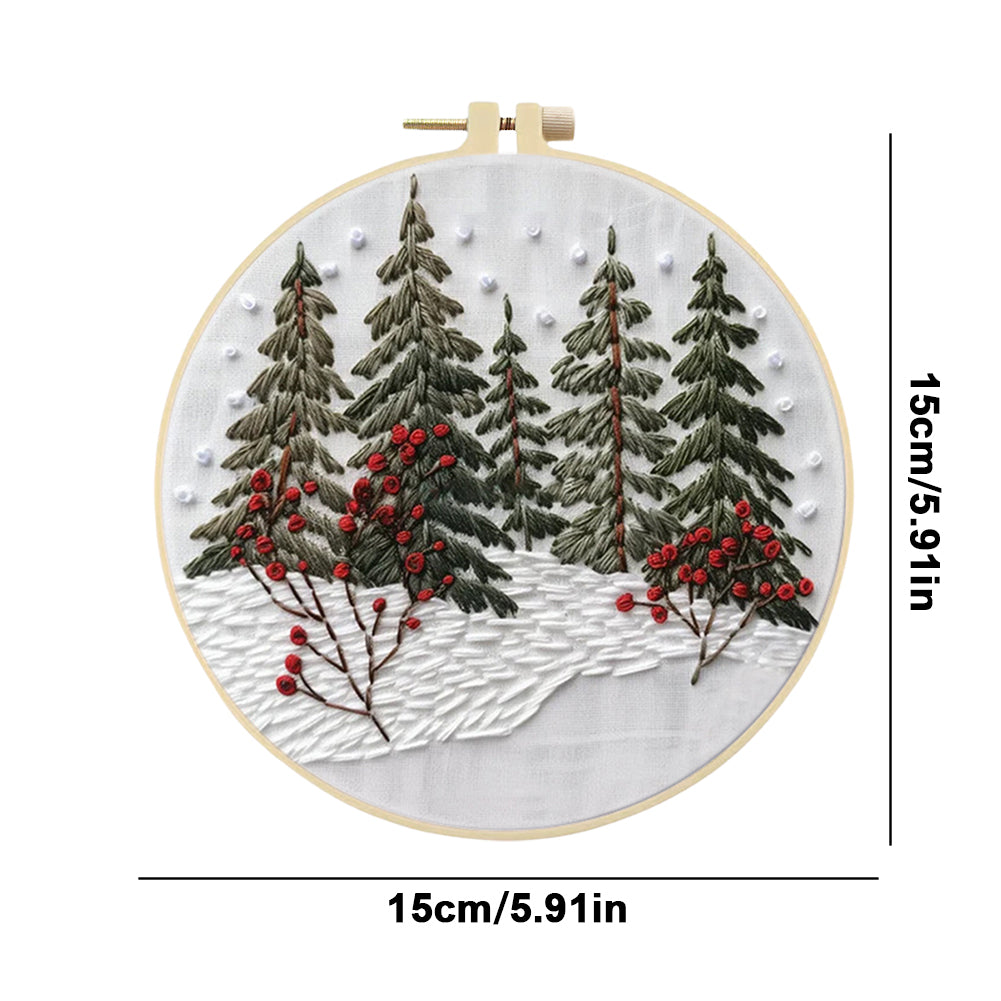 Mystical Forest - DIY Embroidery Cross Stitch Kit with Pattern Cotton Threads Needles Hoop 25x25CM/9.84x9.84in