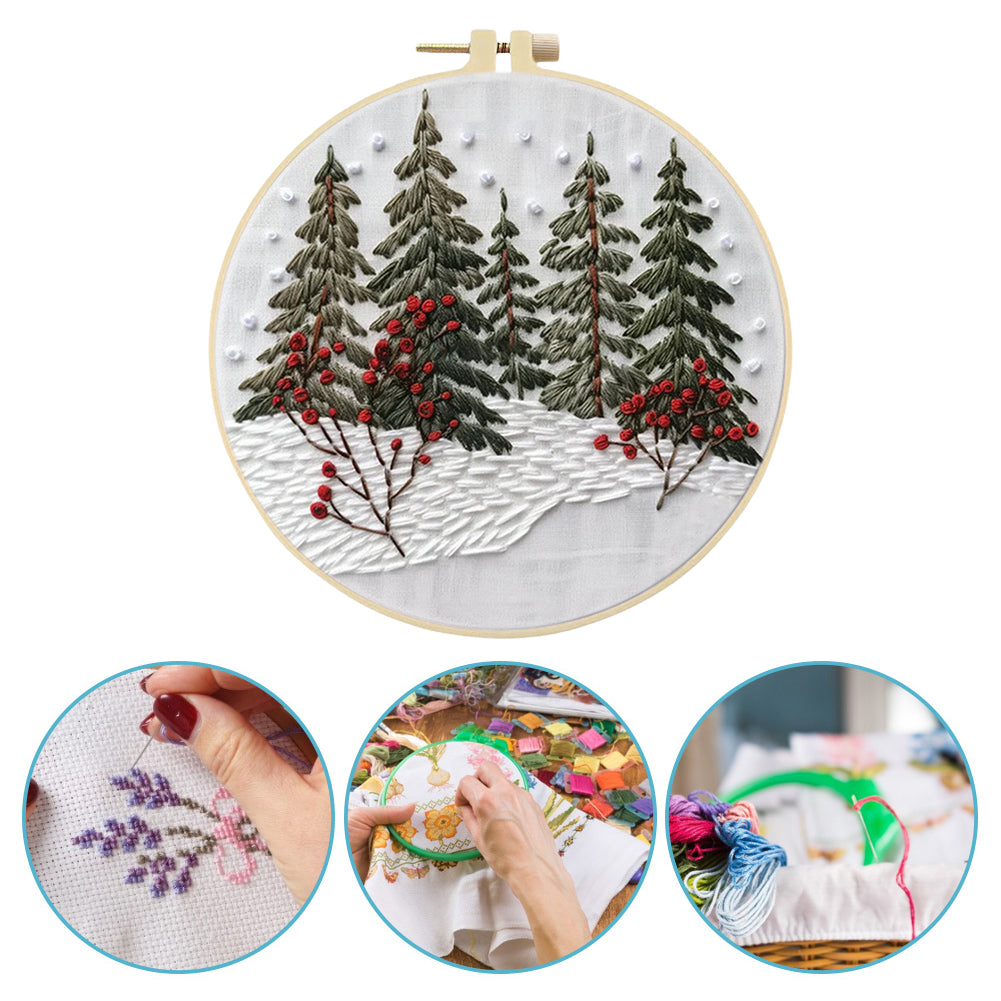 Mystical Forest - DIY Embroidery Cross Stitch Kit with Pattern Cotton Threads Needles Hoop 25x25CM/9.84x9.84in