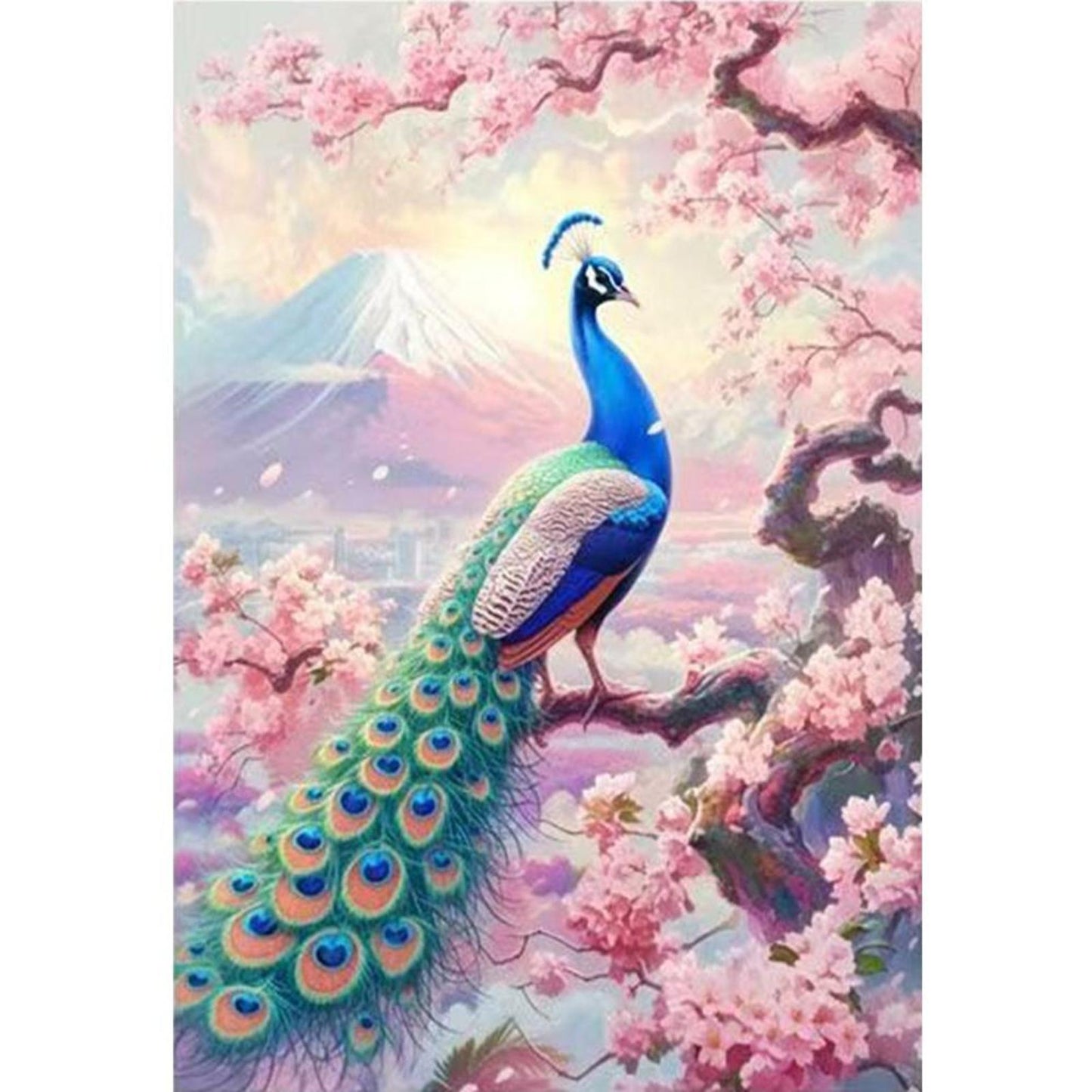 Peach Blossom And Peacock - Full 11CT Stamped Cross Stitch 50x70CM - Band