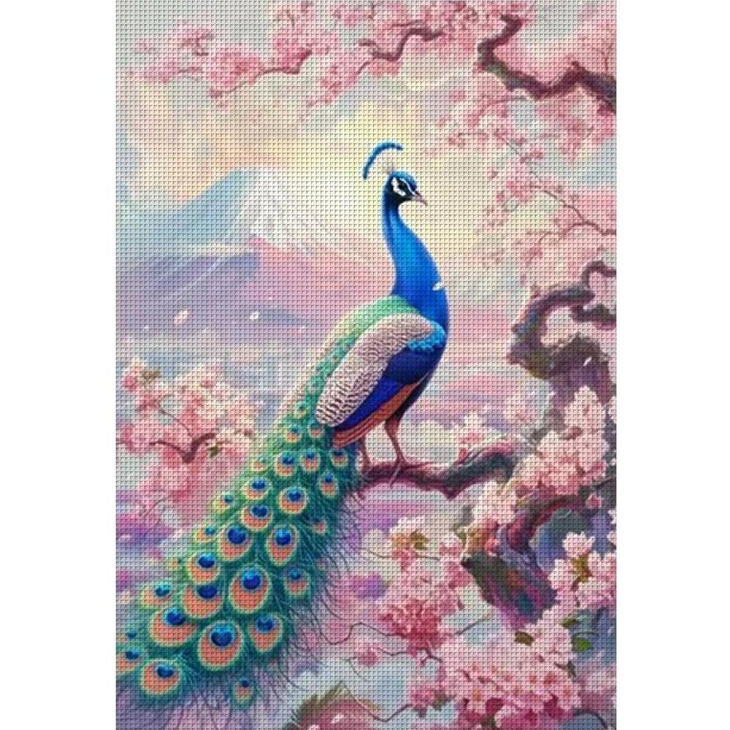 Peach Blossom And Peacock - Full 11CT Stamped Cross Stitch 50x70CM - Band