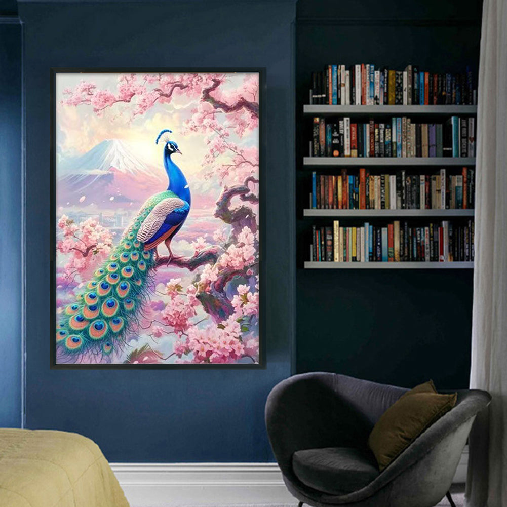 Peach Blossom And Peacock - Full 11CT Stamped Cross Stitch 50x70CM - Band