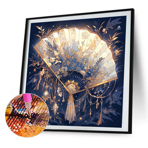 Ancient Style Folding Fan 40*40CM(Picture) Full AB Round Drill Diamond Painting