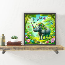 Load image into Gallery viewer, Rhino In The Forest 30*30CM(Canvas) Full Round Drill Diamond Painting
