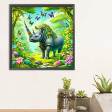 Load image into Gallery viewer, Rhino In The Forest 30*30CM(Canvas) Full Round Drill Diamond Painting

