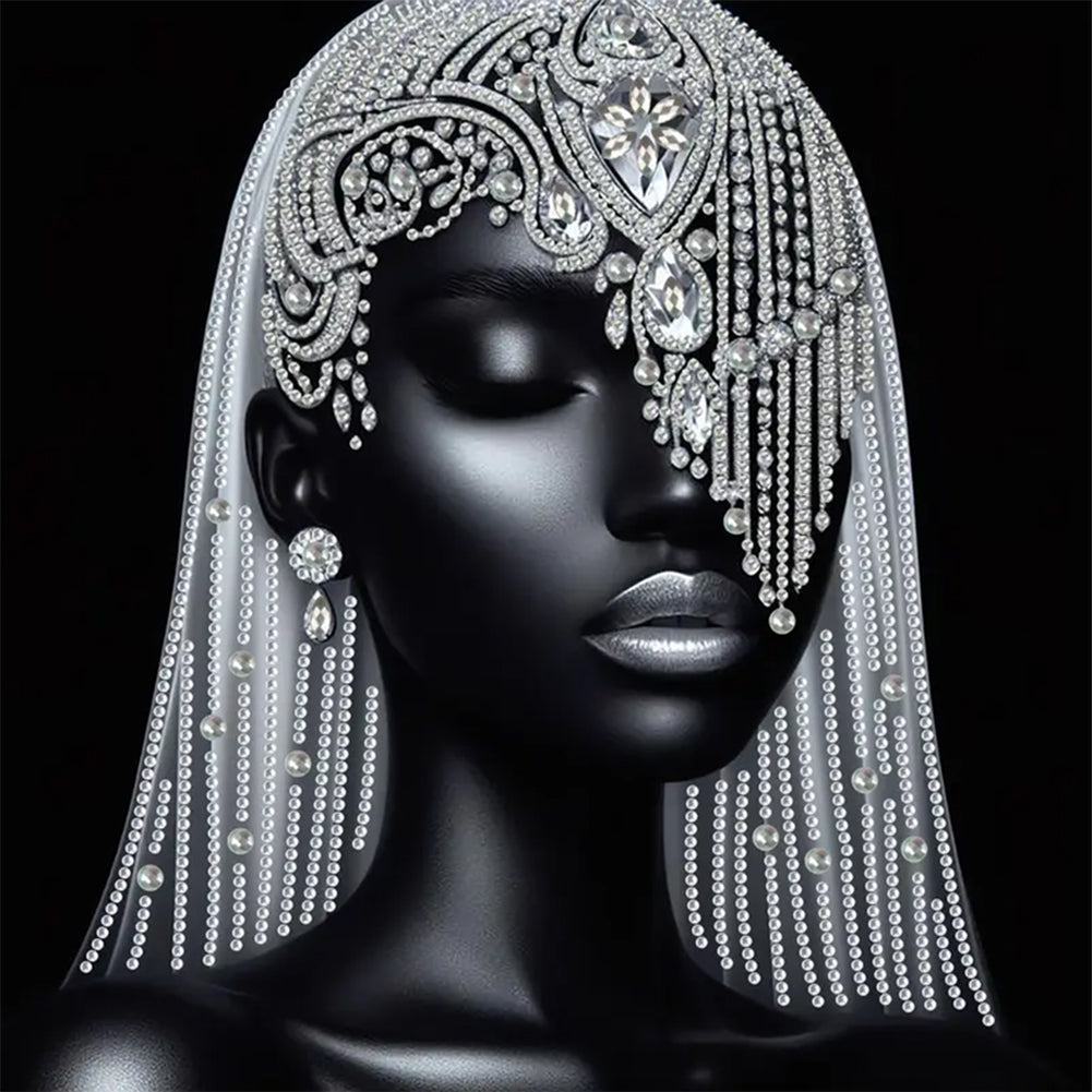Black Pearl Lady 30*30CM(Canvas) Partial Special Shaped Drill Diamond Painting