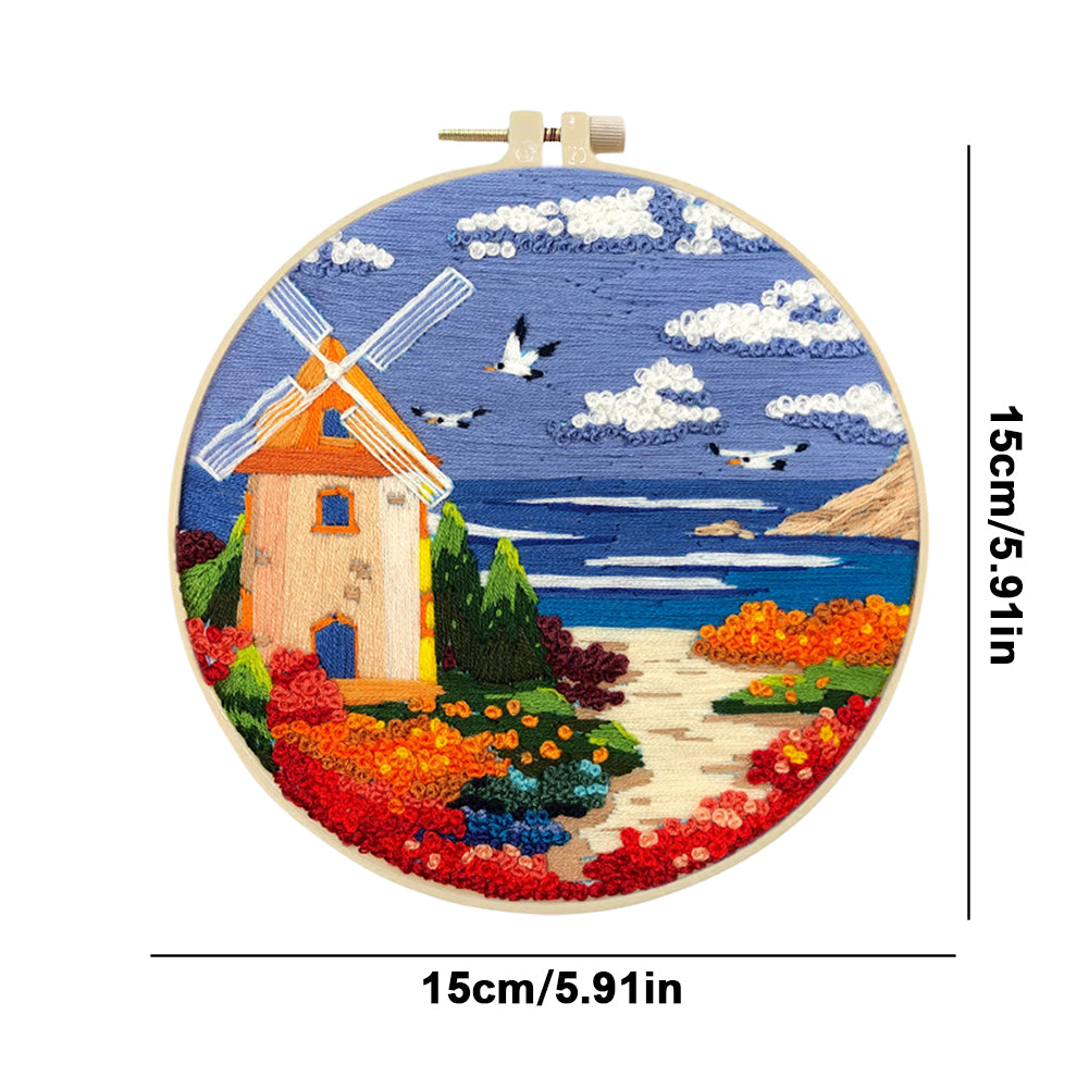 Sweet Sea Dream - DIY Embroidery Cross Stitch Kit with Pattern Cotton Threads Needles Hoop 30x30CM/11.81x11.81in