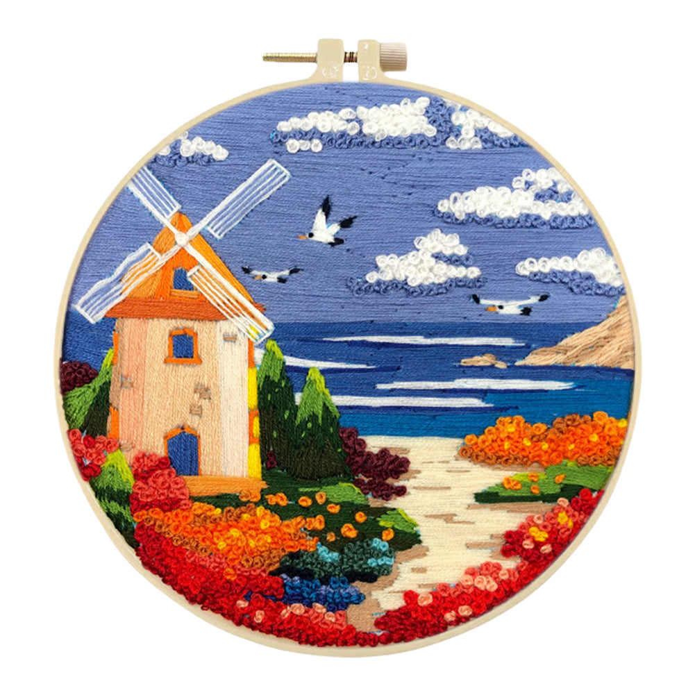 Sweet Sea Dream - DIY Embroidery Cross Stitch Kit with Pattern Cotton Threads Needles Hoop 30x30CM/11.81x11.81in