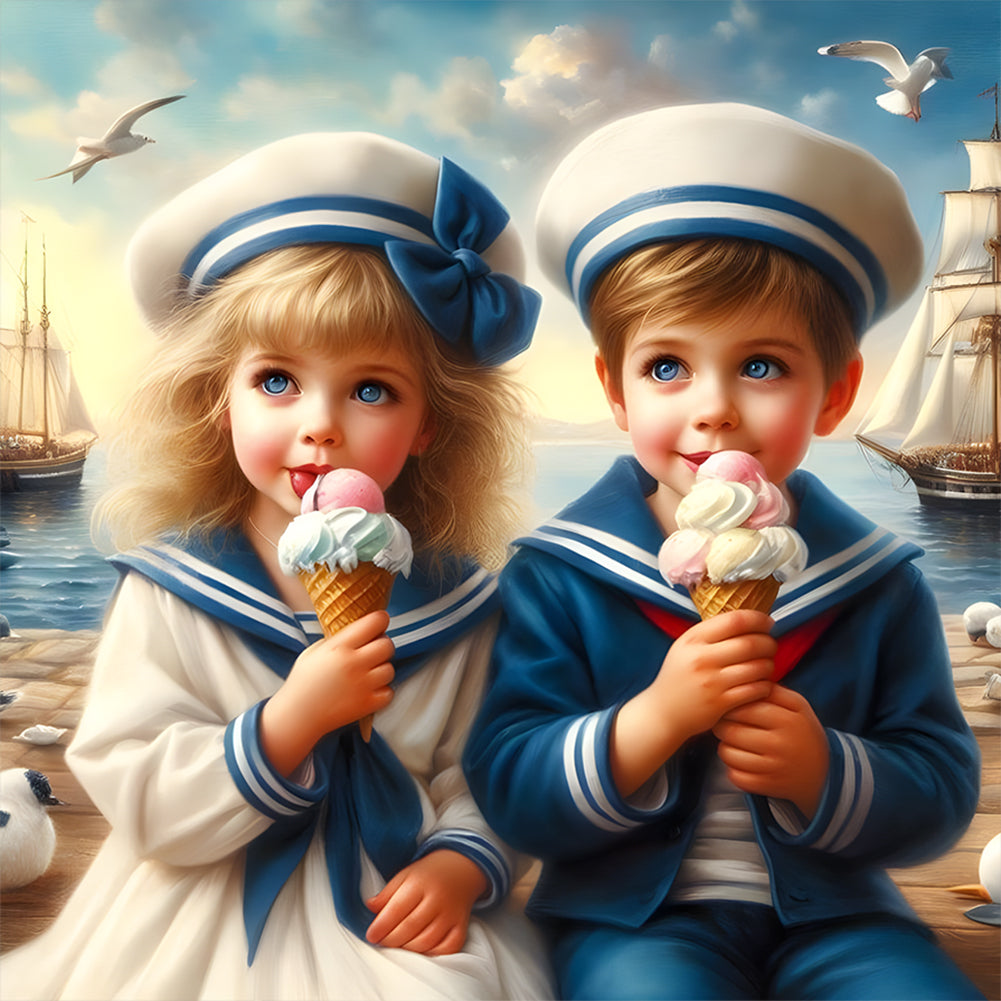 Navy Child 30*30CM(Canvas) Full Round Drill Diamond Painting