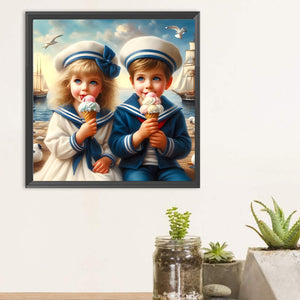 Navy Child 30*30CM(Canvas) Full Round Drill Diamond Painting