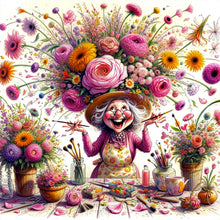 Load image into Gallery viewer, Happy People And Flowers 40*40CM(Canvas) Full Round Drill Diamond Painting
