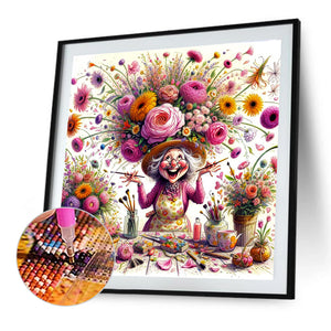 Happy People And Flowers 40*40CM(Canvas) Full Round Drill Diamond Painting