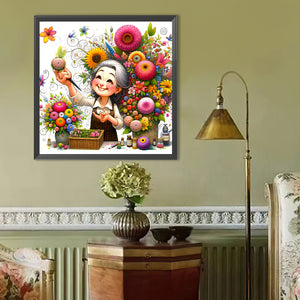 Happy People And Flowers 40*40CM(Canvas) Full Round Drill Diamond Painting