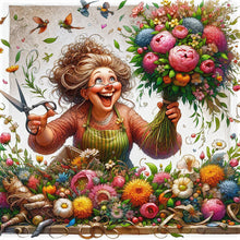 Load image into Gallery viewer, Happy People And Flowers 40*40CM(Canvas) Full Round Drill Diamond Painting
