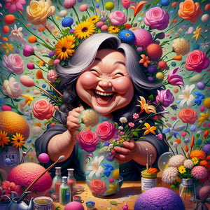 Happy People And Flowers 40*40CM(Canvas) Full Round Drill Diamond Painting