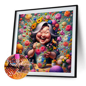 Happy People And Flowers 40*40CM(Canvas) Full Round Drill Diamond Painting
