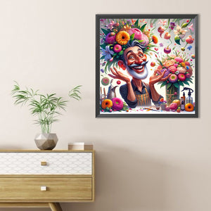 Happy People And Flowers 40*40CM(Canvas) Full Round Drill Diamond Painting