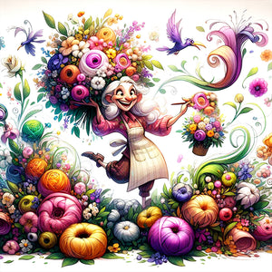 Happy People And Flowers 40*40CM(Canvas) Full Round Drill Diamond Painting