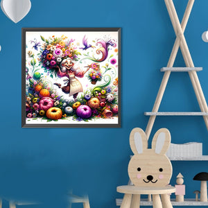 Happy People And Flowers 40*40CM(Canvas) Full Round Drill Diamond Painting