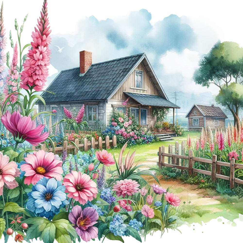 Garden Hut 40*40CM(Canvas) Full Round Drill Diamond Painting