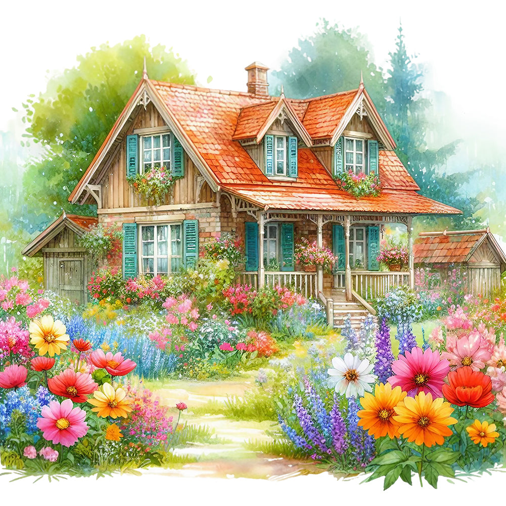 Garden Hut 40*40CM(Canvas) Full Round Drill Diamond Painting